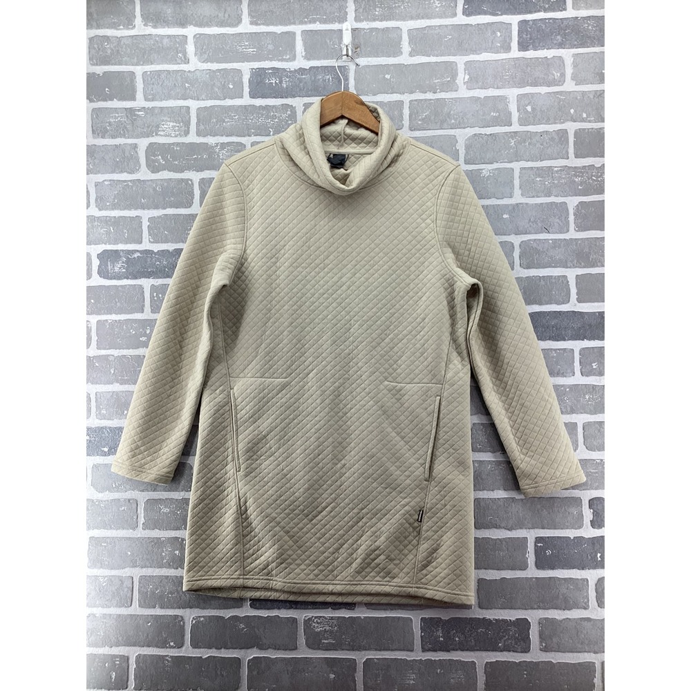 Merrell Womens Tan Quilted Cowl Neck Tunic Sweatshirt Pullover Size Small